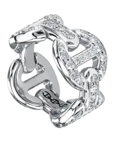 Hoorsenbuhs 18K White Gold Quad Link Antiquated Ring | Thumbnail 1