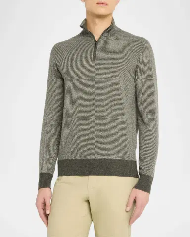 Loro Piana Men's Roadster 1/4-Zip Cashmere Sweater | Thumbnail 12