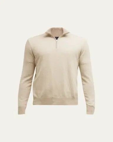 Loro Piana Men's Roadster 1/4-Zip Cashmere Sweater | Thumbnail 14