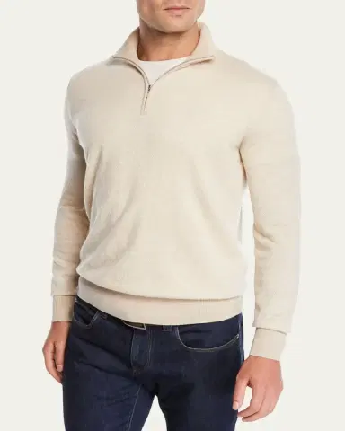 Loro Piana Men's Roadster 1/4-Zip Cashmere Sweater | Thumbnail 15