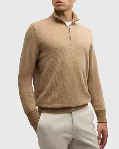 Loro Piana Men's Roadster 1/4-Zip Cashmere Sweater | Thumbnail 19