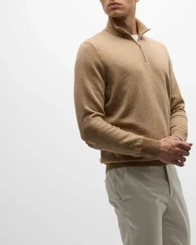 Loro Piana Men's Roadster 1/4-Zip Cashmere Sweater | Thumbnail 21