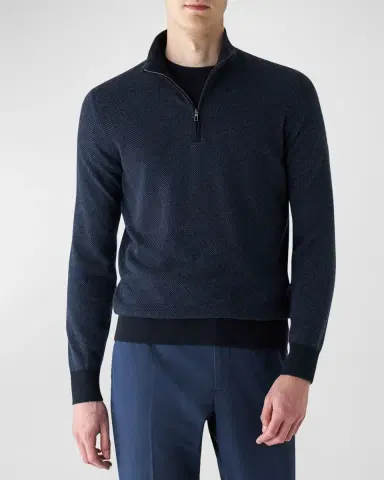 Loro Piana Men's Roadster 1/4-Zip Cashmere Sweater | Thumbnail 7