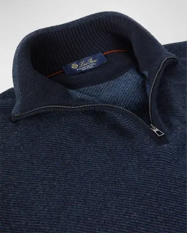 Loro Piana Men's Roadster 1/4-Zip Cashmere Sweater | Thumbnail 9