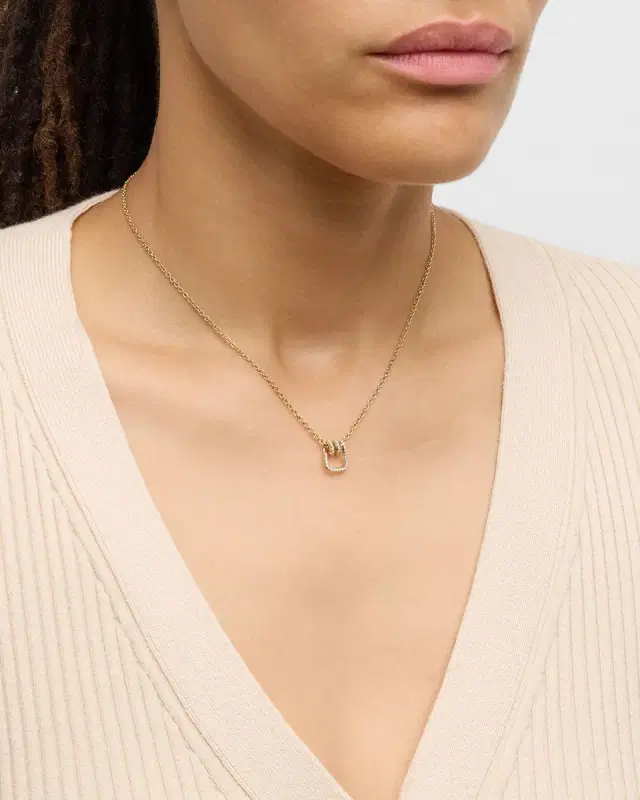 Huxley 18k Yellow Gold Diamond Coil Link Pendant Necklace