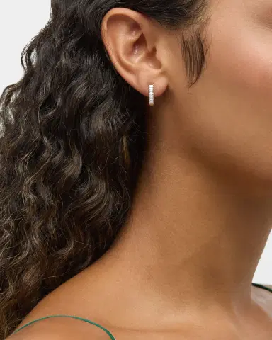 LANA 14K Gold Baguette Diamond Huggie Earrings, 0.5 tcw | Thumbnail 2