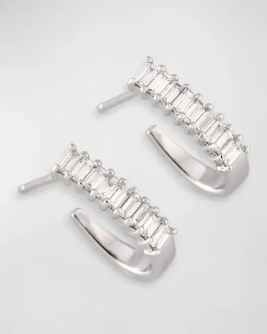 LANA 14K Gold Baguette Diamond Huggie Earrings, 0.5 tcw | Thumbnail 3