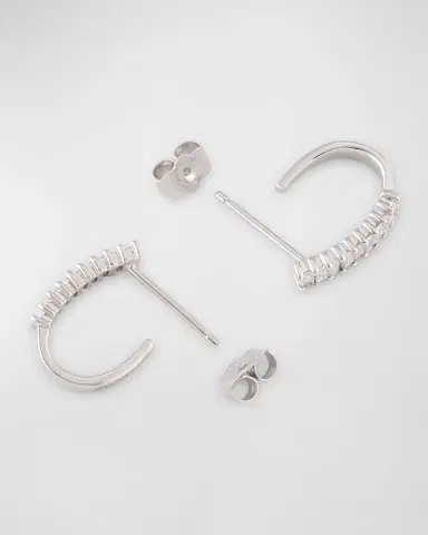 LANA 14K Gold Baguette Diamond Huggie Earrings, 0.5 tcw | Thumbnail 4