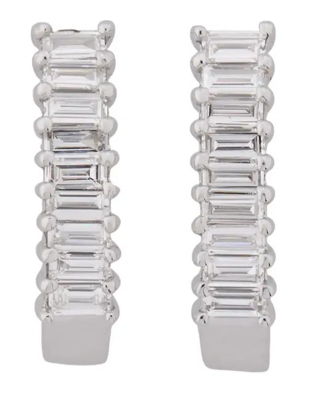 14K Gold Baguette Diamond Huggie Earrings, 0.5 tcw