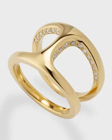 Hoorsenbuhs 18K Yellow Gold Dame Phantom Ring with Flooded Diamonds, Size 8 | Thumbnail 2