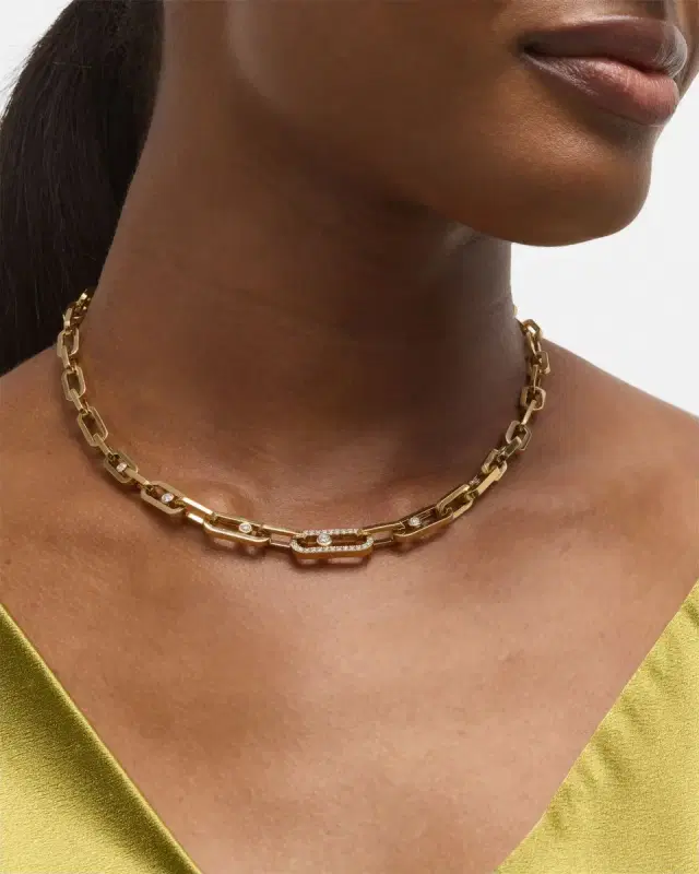 Move Link 18K Yellow Gold Diamond Necklace