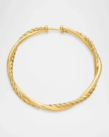 David Yurman Petite Infinity Hoop Earrings in 18K Gold with Diamonds, 4mm, 1.65"L | Thumbnail 2