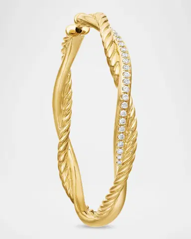 David Yurman Petite Infinity Hoop Earrings in 18K Gold with Diamonds, 4mm, 1.65"L | Thumbnail 5