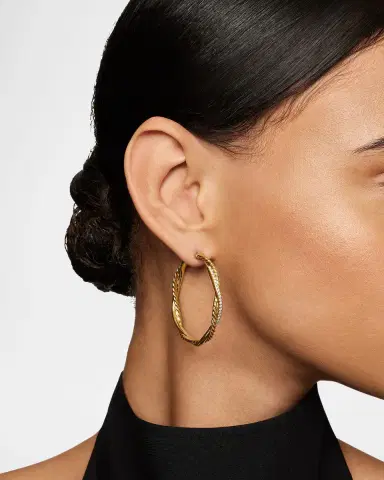 David Yurman Petite Infinity Hoop Earrings in 18K Gold with Diamonds, 4mm, 1.65"L | Thumbnail 6