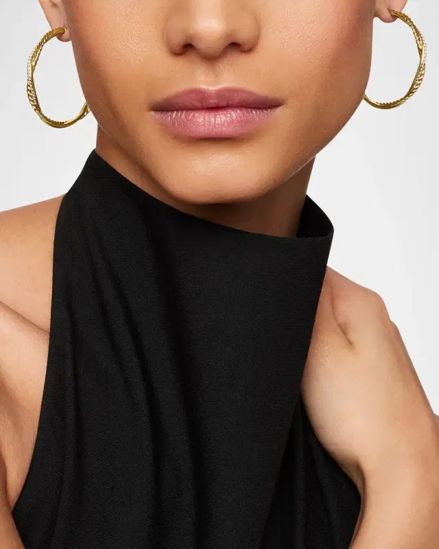 Petite Infinity Hoop Earrings in 18K Gold with Diamonds, 4mm, 1.65"L