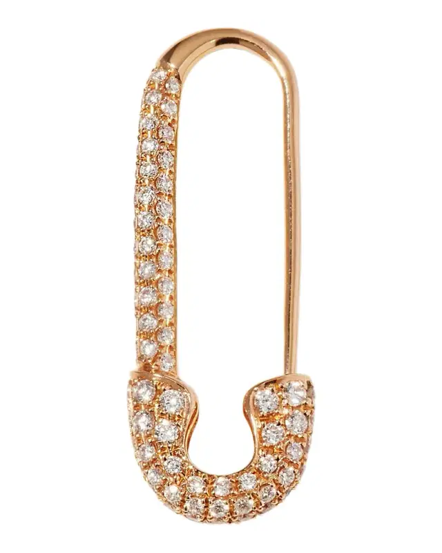 18k Diamond Safety Pin Earring