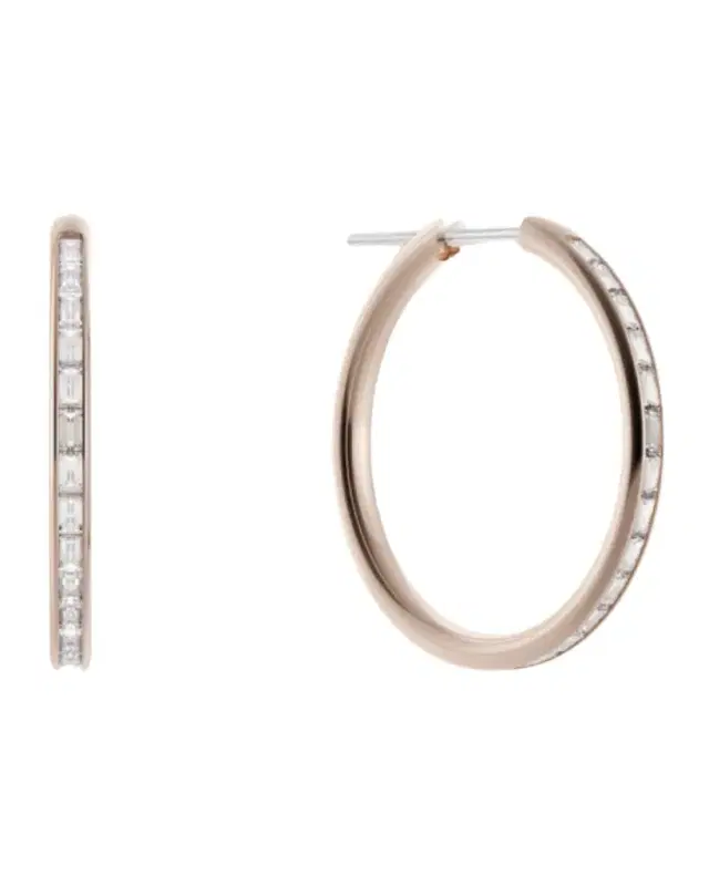 Miri Hoop Earrings with Channel-Set Diamonds, Rose Gold, 20mm