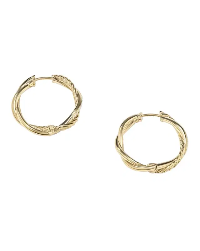 Petite Infinity Hoop Earrings with Diamonds in 18K Gold, 4mm, 0.68"L