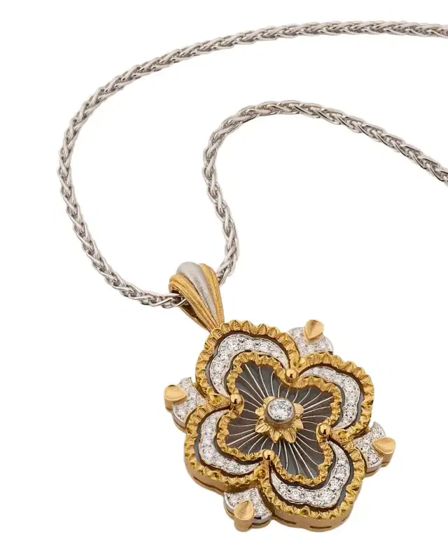 Two-Tone 18K Gold Opera Tulle Diamond Pendant Necklace