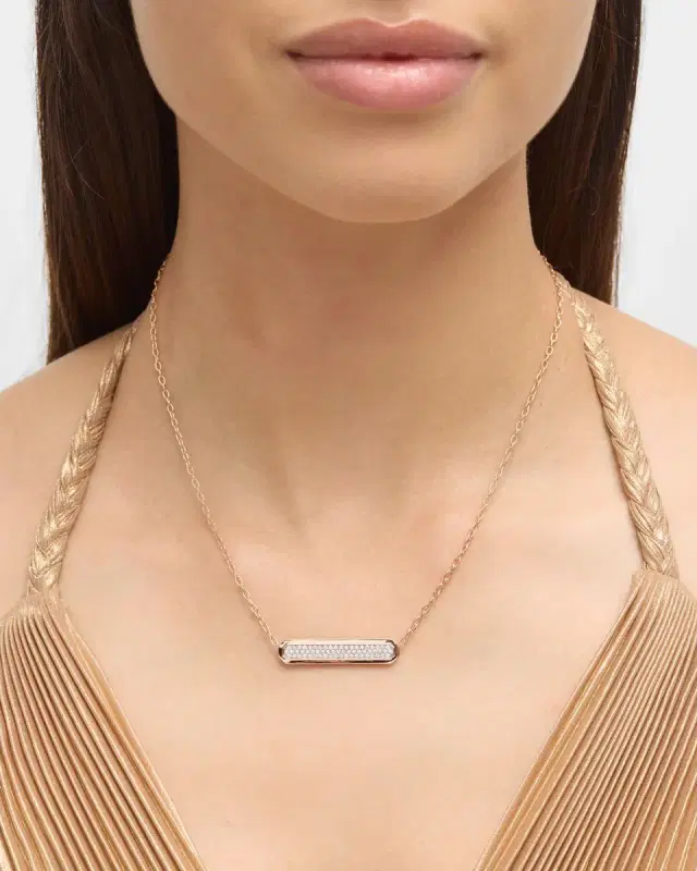 Carrington 18K Rose Gold and Diamond ID Bar Necklace