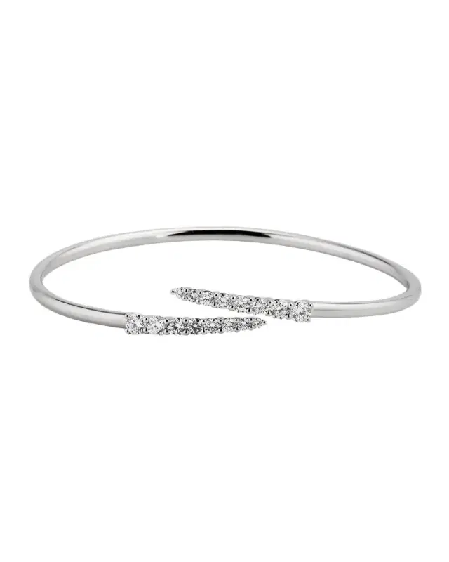 White Gold Diamond Bypass Bracelet, 1.05-1.17tcw