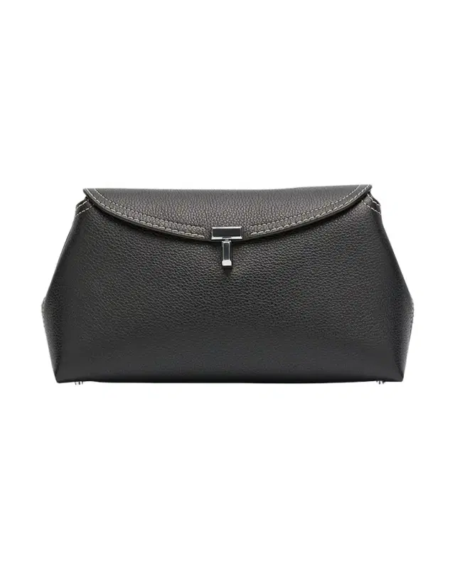 Toteme T-Lock Clutch Bag in Pebble Grain Leather