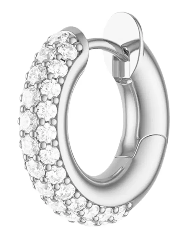 Men 's 3-Row Pave Noir Macro Hoop Earring in 18K Yellow Gold and Black Diamonds, Single