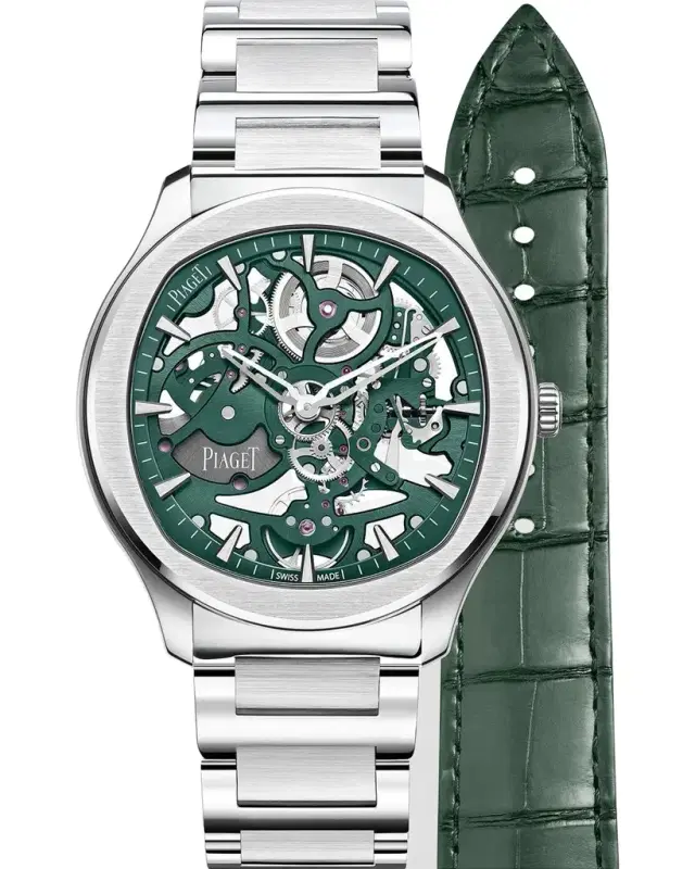 PIAGET Polo 42mm Stainless Steel Green Skeleton Watch