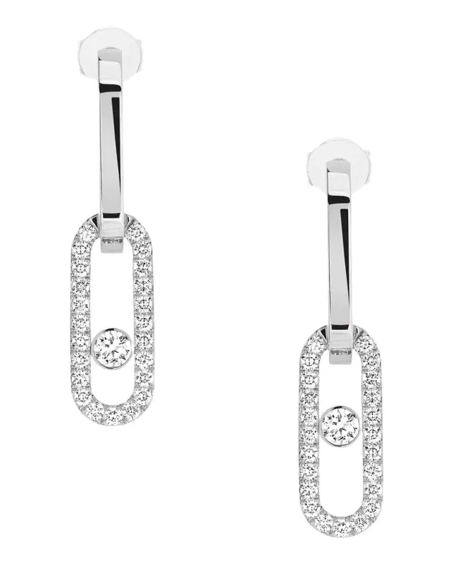 MOVE LINK 18K WHITE GOLD DIAMOND PENDANT EARRINGS
