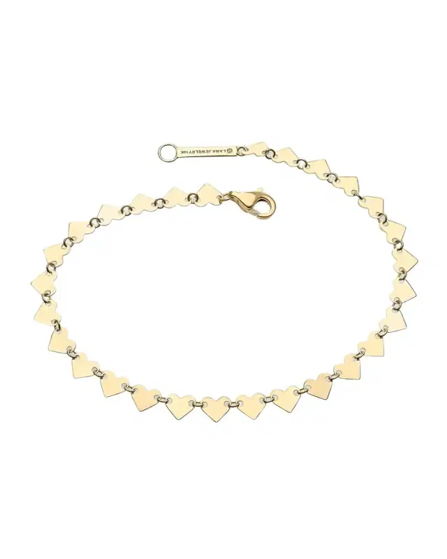 14K Gold Laser Heart Chain Bracelet