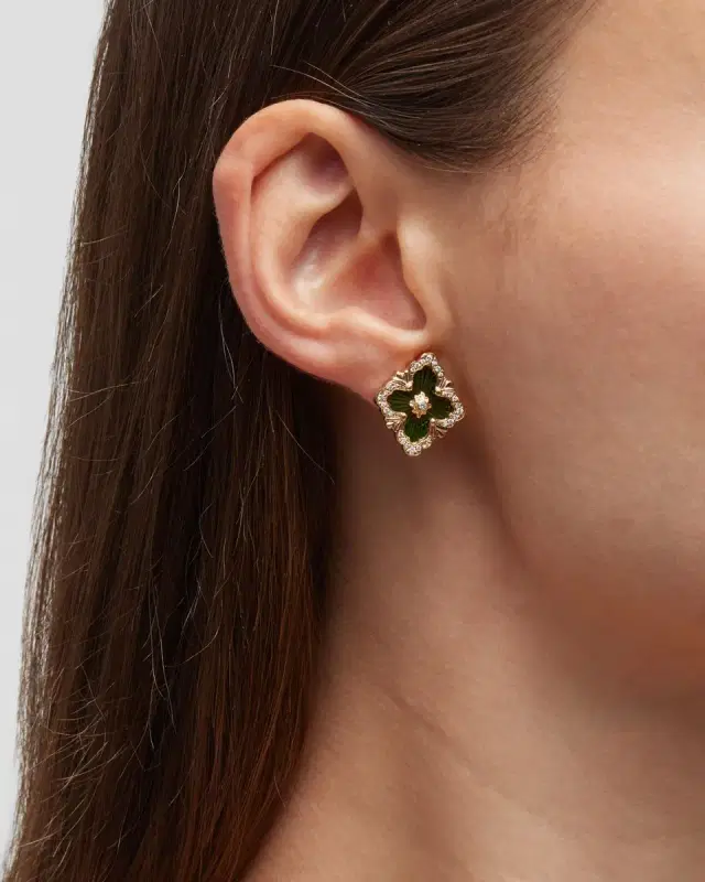 Opera Tulle 18K Enamel Diamond Earrings