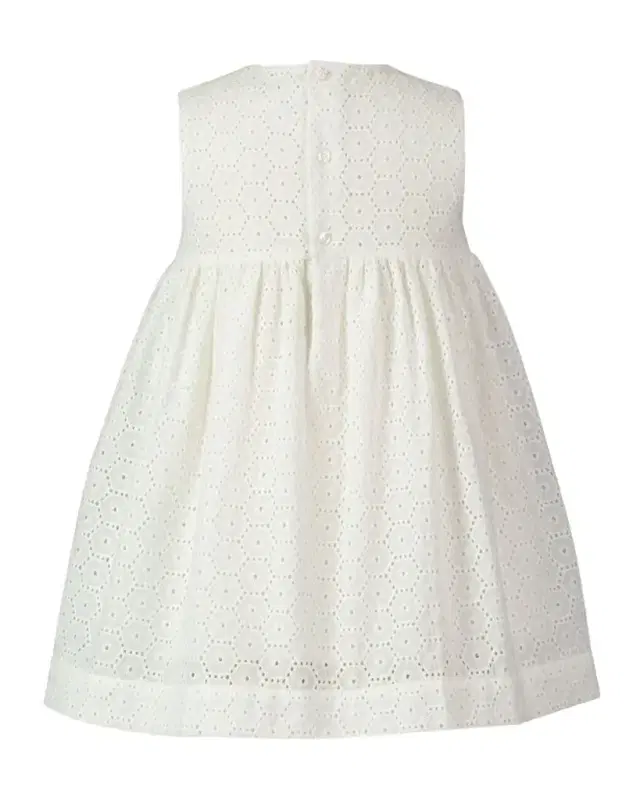 Girl 's Cotton Eyelet Bow Sleeveless Dress, Size 2-
