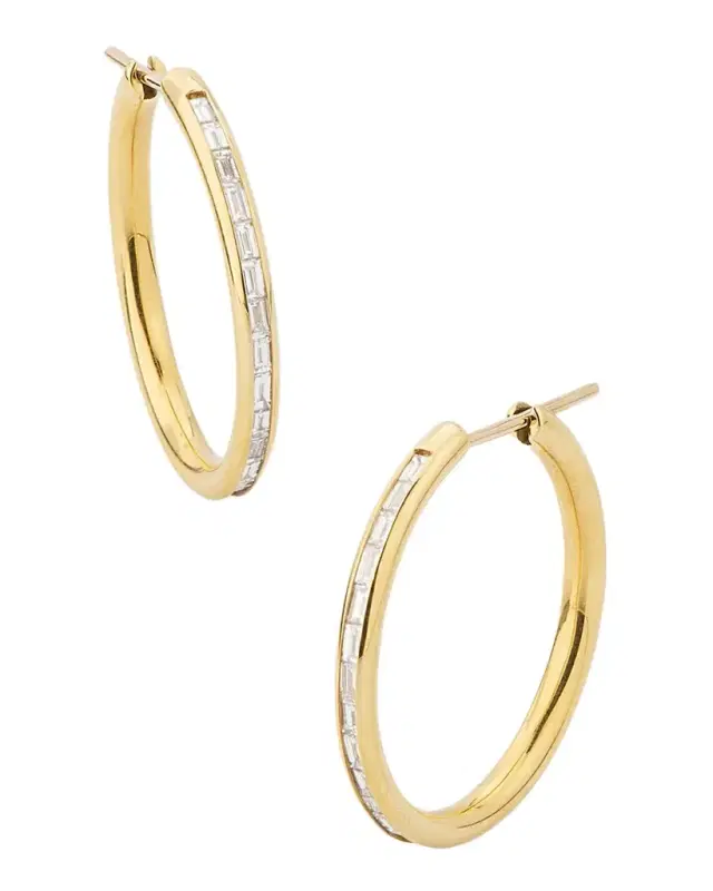 Miri Hoop Earrings with Channel-Set Diamonds, Rose Gold, 20mm