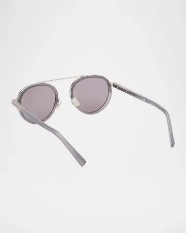 Zegna Men's ORIZZONTE II Metal-Acetate Round Sunglasses | Thumbnail 2 Zegna Men's ORIZZONTE II Metal-Acetate Round Sunglasses | Thumbnail 2