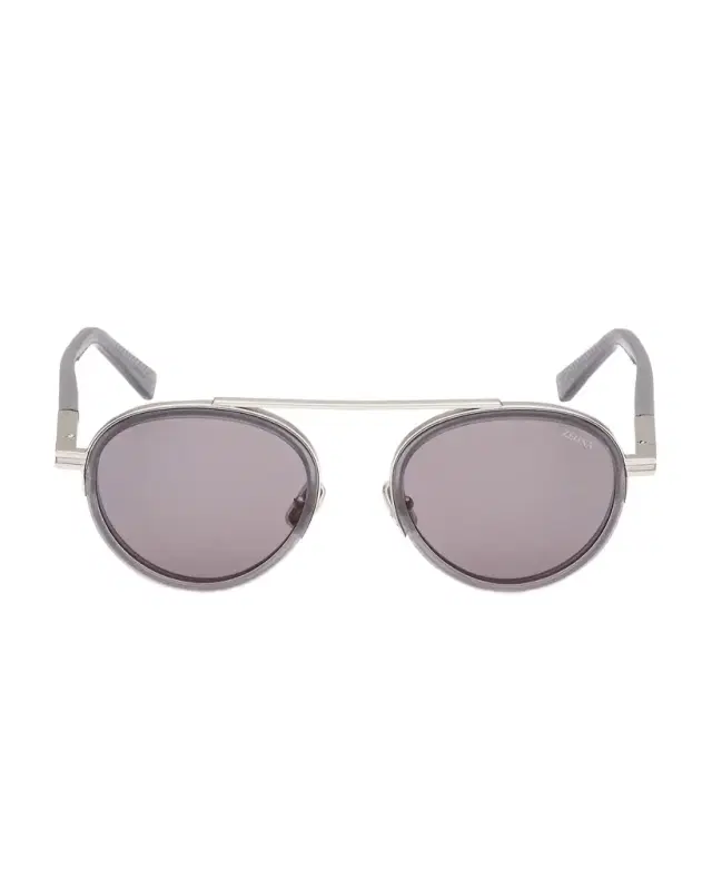 ZEGNA Men 's ORIZZONTE II Metal-Acetate Round Sunglasses