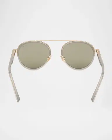 Zegna Men's ORIZZONTE II Metal-Acetate Round Sunglasses | Thumbnail 5