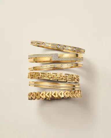 AZLEE 18K Gold Deco Chevron Bracelet | Thumbnail 4
