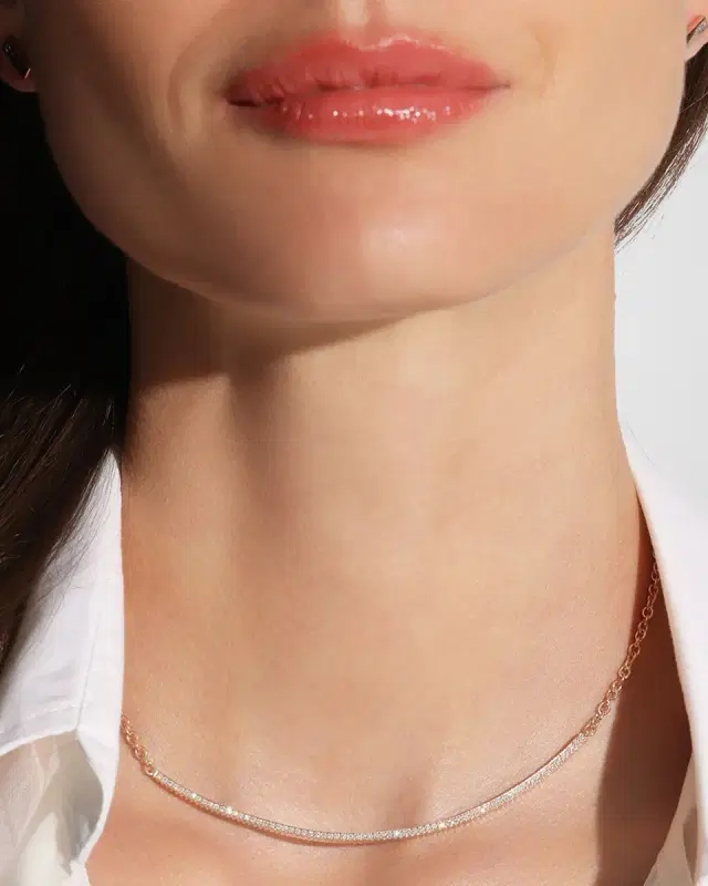 Clive 18K Rose Gold and Diamond Fluted Bar Necklace