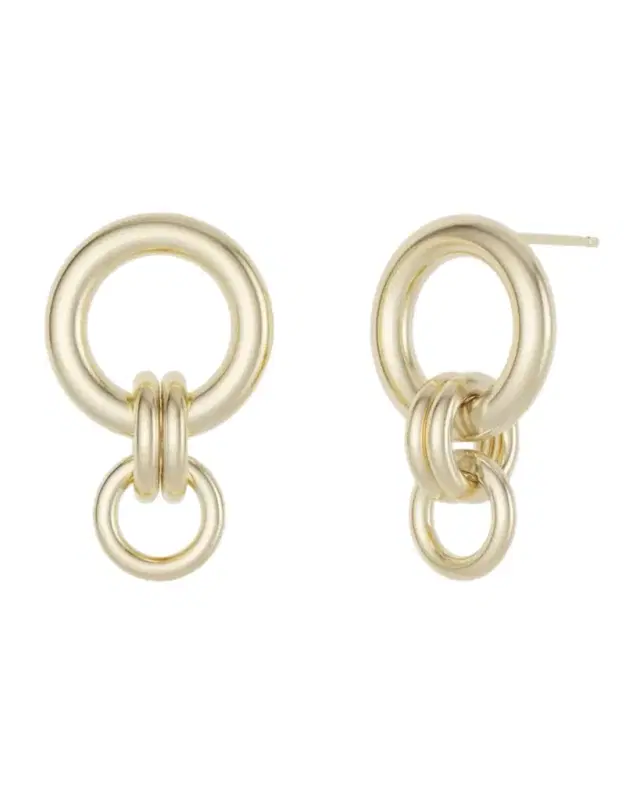 White Gold 3-Link Earrings with White Diamonds