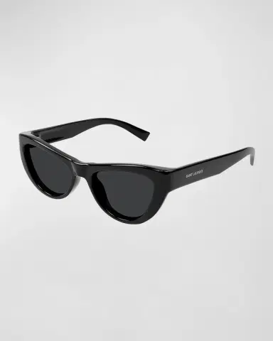 Saint Laurent Sleek Logo Plastic Cat-Eye Sunglasses | Thumbnail 3