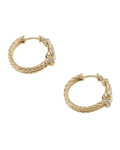 David Yurman Thoroughbred Loop Hoop Earrings with Diamonds in 18K Gold, 7mm, 0.75" | Thumbnail 1