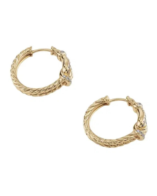 Thoroughbred Loop Hoop Earrings with Diamonds in 18K Gold, 7mm, 0.75"