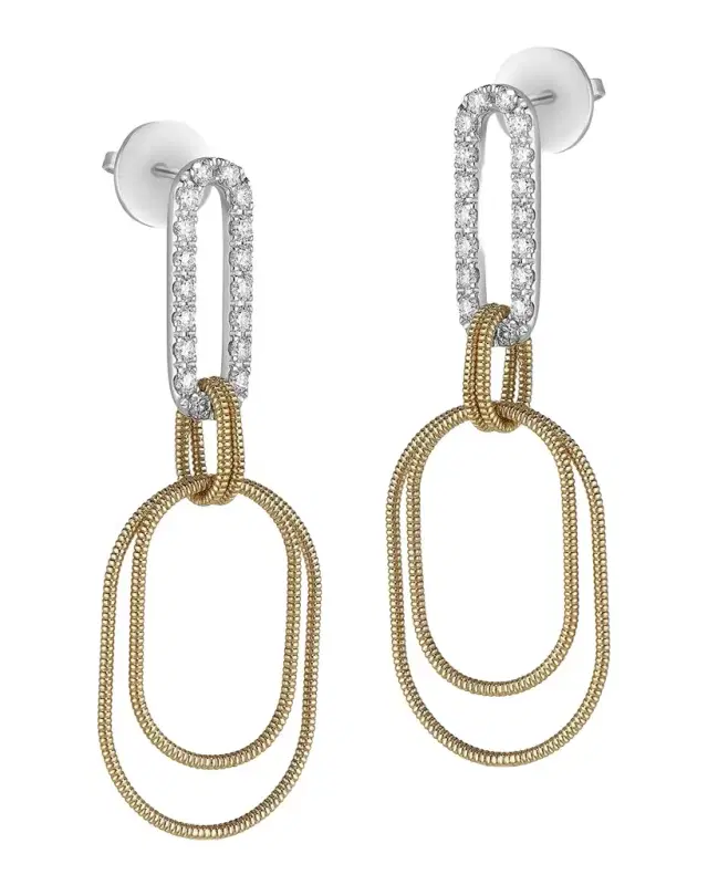 Sabbia D 'Oro Earrings in 18K Rose Gold and White Gold with White Diamonds