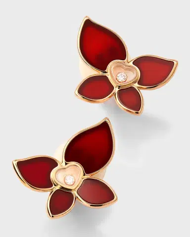 Chopard Happy Butterfly 18k Rose Gold Carnelian Earrings | Thumbnail 2 Chopard Happy Butterfly 18k Rose Gold Carnelian Earrings | Thumbnail 2