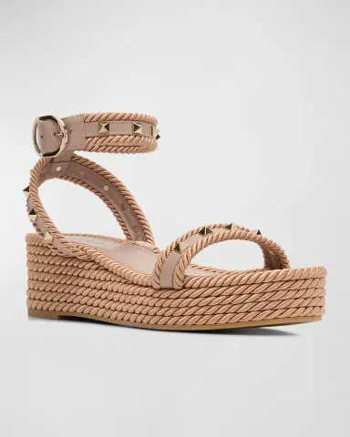 Valentino Garavani Rockstud Leather Ankle-Strap Espadrilles | Thumbnail 2 Valentino Garavani Rockstud Leather Ankle-Strap Espadrilles | Thumbnail 2