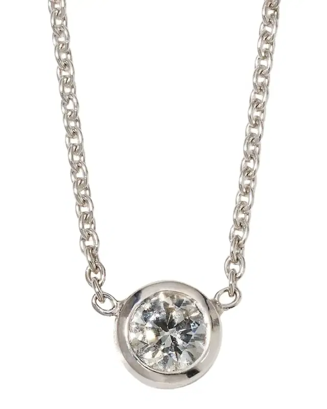 18K Gold Single Diamond Bezel Necklace