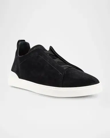 ZEGNA Men 's Triple Stitch Suede Sneakers | Thumbnail 2