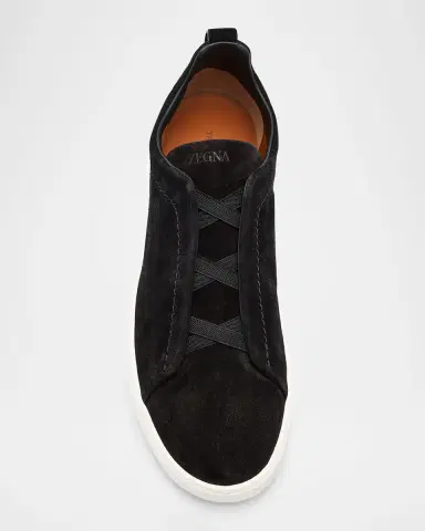 ZEGNA Men 's Triple Stitch Suede Sneakers | Thumbnail 5