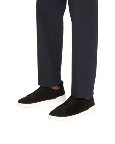 ZEGNA Men 's Triple Stitch Suede Sneakers | Thumbnail 1