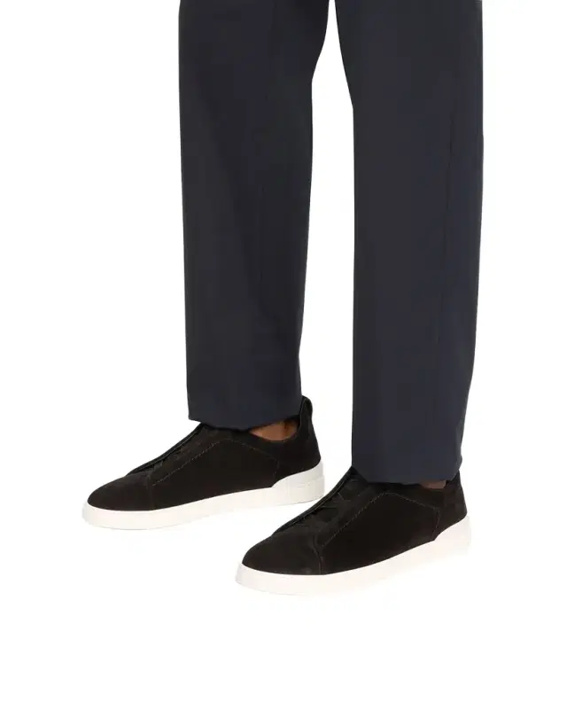 ZEGNA Men 's Triple Stitch Suede Sneakers